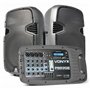 VONYX PSS302 Sono Portable 10" SD/USB/MP3/BT avec Pieds - Amplificateur Intégré - Mini Table de Mixage Intégrée - Puissance de 3