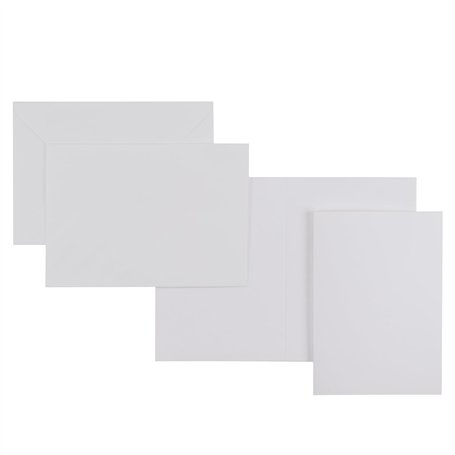 Florence Cartes et Enveloppes Papier Cartonné - A6 - Blanc - 50 pcs - 300/120 g/m² - 50 Autocollants Ronds ⌀ 6 cm - Cartes Vierg