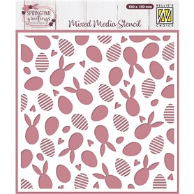 Vaessen Creative Nellie's Choice Pochoir Lapins et Œufs de Pâques 15 x 15 cm-Scrapbooking Matériel Réutilisable pour Peinture