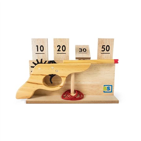 BS Toys Jeu De Tir - Pistolet À Élastique - Renversement De Cible - pour 6 Ans Et Plus - Marron