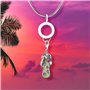 Quiges Femme Pendentif Argent Tongs Jaune avec Fleurs pour Bracelets et Accessoires, Sterling