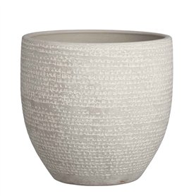 Mica Decorations Carrie Pot de fleurs terre cuit rond gris clair 22 x Ø 24 cm - Pot de plante
