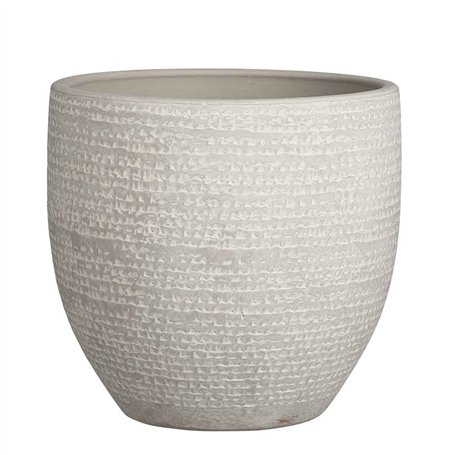 Mica Decorations Carrie Pot de fleurs terre cuit rond gris clair 22 x Ø 24 cm - Pot de plante