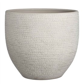 Mica Decorations Carrie Pot de fleurs terre cuit rond gris clair 26 x Ø 29 cm - Pot de plante