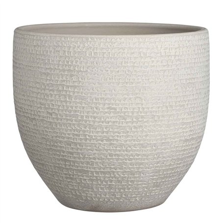 Mica Decorations Carrie Pot de fleurs terre cuit rond gris clair 26 x Ø 29 cm - Pot de plante