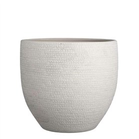 Mica Decorations Carrie Pot de fleurs terre cuite rond gris clair 32 x Ø 35 cm - Pot de plante