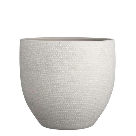 Mica Decorations Carrie Pot de fleurs terre cuite rond gris clair 32 x Ø 35 cm - Pot de plante