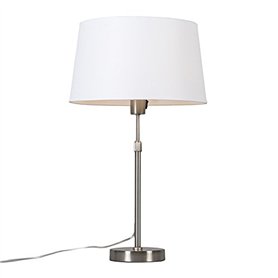 Qazqa Parte - Lampe de table avec Abat-Jour - 1 lumière - Ø 350 mm - Acier - Design