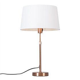 QAZQA Parte - Lampe de table avec Abat-Jour - 1 lumière - Ø 350 mm - Cuivre - Moderne - éclairage intérieur - Salon I Chambre I