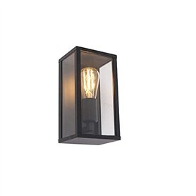 QAZQA charlois - Applique murale - 1 lumière - L 14 cm - Noir - Rustique - éclairage extérieur