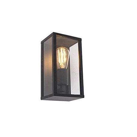 QAZQA charlois - Applique murale - 1 lumière - L 14 cm - Noir - Rustique - éclairage extérieur