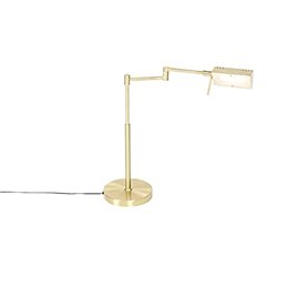 QAZQA notia - LED Dimmable Lampe de table bras articulé variateur inclus - 1 lumière - L 527 mm - Doré/Laiton - Moderne - éclair