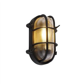 QAZQA nautica - Applique murale - 1 lumière - L 250 mm - Noir - Rustique - éclairage extérieur