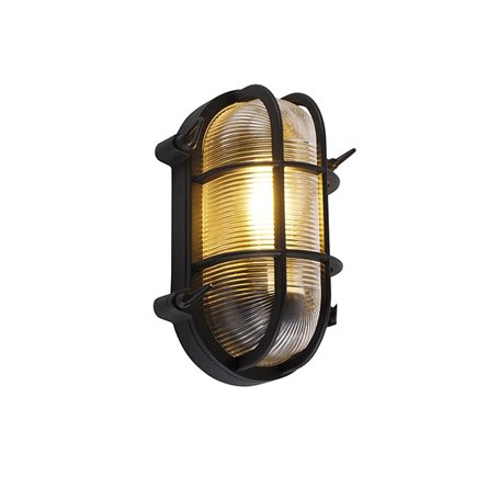 QAZQA nautica - Applique murale - 1 lumière - L 250 mm - Noir - Rustique - éclairage extérieur