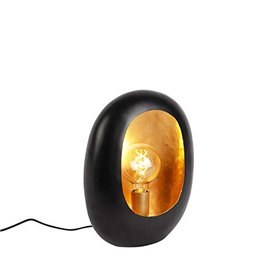 Qazqa cova - Lampe de table - 1 lumière - L 27 cm - Noir et Or - Design - éclairage intérieur - Salon I Chambre I Cuisine I Sall