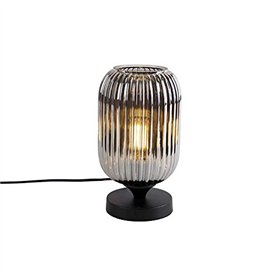 Qazqa banci - Lampe de table Art Deco - 1 lumière - Ø 140 mm - Noir - Art Deco - Éclairage intérieur - Salon I Chambre I Cuisine