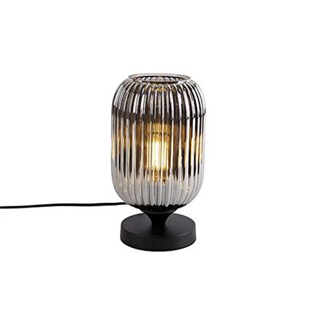 Qazqa banci - Lampe de table Art Deco - 1 lumière - Ø 140 mm - Noir - Art Deco - Éclairage intérieur - Salon I Chambre I Cuisine