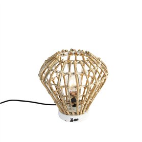 Qazqa diamondcanna - Lampe de table - 1 lumière - Ø 26 cm - Naturel - Rustique - éclairage intérieur - Salon I Chambre I Cuisine