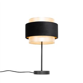 Qazqa elif - Lampe de table - 1 lumière - Ø 25 cm - Noir et Or - Moderne - éclairage intérieur - Salon I Chambre