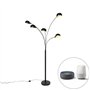 Qazqa sixties fl - LED Lampe sur pied bras articulé - 5 lumière - H 198 cm - Noir - Design - éclairage intérieur - Salon