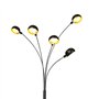 Qazqa sixties fl - LED Lampe sur pied bras articulé - 5 lumière - H 198 cm - Noir - Design - éclairage intérieur - Salon