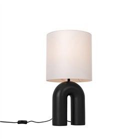 Qazqa lotti - Lampe de table - 1 lumière - Ø 30 cm - Noir - Design