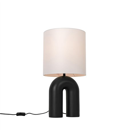 Qazqa lotti - Lampe de table - 1 lumière - Ø 30 cm - Noir - Design