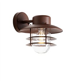 Qazqa shell - Applique murale - 1 lumière - Ø 21.6 cm - Brun rouille - Rustique - éclairage extérieur