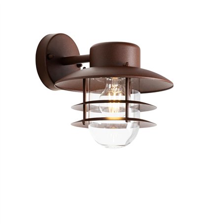 Qazqa shell - Applique murale - 1 lumière - Ø 21.6 cm - Brun rouille - Rustique - éclairage extérieur
