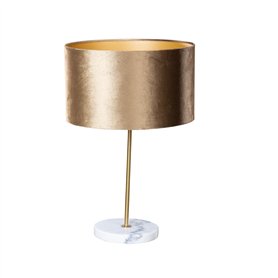 Qazqa kaso shade - Lampe de table avec Abat-Jour - 1 lumière - Ø 35 cm - Doré/Laiton - Classique/Antique
