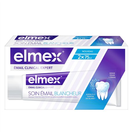 ELMEX - Dentifrice Émail Clinical Expert - Soin Émail Blancheur - Protection de l'Émail et Prévention des Caries - Jusqu'à 3 Tei