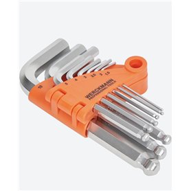 werckmann Jeu de 9 clés Allen pour vis 6 pans avec embout hexagonale et embout sphérique