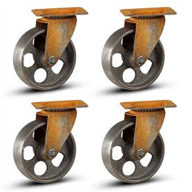 Roulette Charge Lourde - Métal Vintage Roulettes pour Meubles 75mm - Roues pivotantes rustiques de couleur en métal - Ensemble d