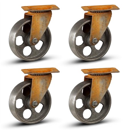 Roulette Charge Lourde - Métal Vintage Roulettes pour Meubles 75mm - Roues pivotantes rustiques de couleur en métal - Ensemble d