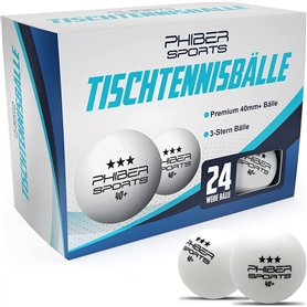 PHIBER-Sports Balles de Tennis de Table 3 étoiles [24 pièces] - Caractéristiques de Jeu parfaites - Idéal pour Les débutants