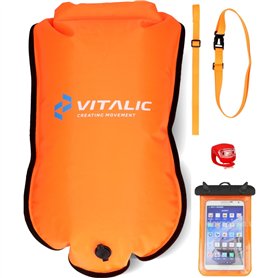 Bouée de natation gonflable avec lumière et étui de téléphone - Flotteur flottant pour la natation en eau libre et le triathlon