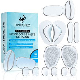 ORTHOPEO© lot de 14 Premium Talonnettes I protege talon I semelle antidérapante I protege talon pour tous les types de chaussure