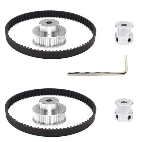 MMOBIEL 2 courroies dentées synchronisées 2GT 200 x 6 mm et poulie 20-36 dents trou de perçage de 5 mm