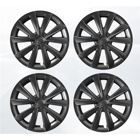 Lot de 4 enjoliveurs Tesla Model 3 18" noir mat pour jantes d'origine Aero