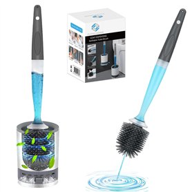 Fleau Brosse WC avec Support - Brosse WC en Silicone - Hygiène & Antibactérienne - Autoportante ou Suspendue - Distributeur Incl