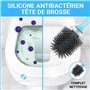 Fleau Brosse WC avec Support - Brosse WC en Silicone - Hygiène & Antibactérienne - Autoportante ou Suspendue - Distributeur Incl
