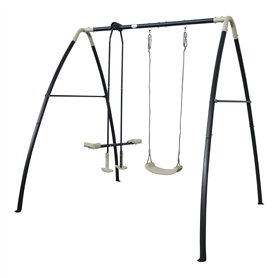AXI Set de balançoire en métal en Anthracite & crème 3 agrès | Balançoire 1 Place & balançoire à Bascule/Face à Face avec Suppor