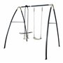 AXI Set de balançoire en métal en Anthracite & crème 3 agrès | Balançoire 1 Place & balançoire à Bascule/Face à Face avec Suppor
