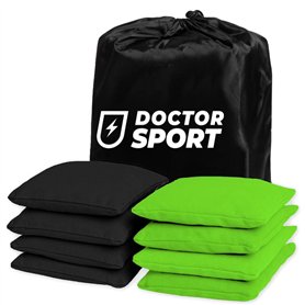 Dr Sport - Lot de 8 sacs à cornhole originaux - 4 sacs verts et 4 noirs - Qualité robuste - 400 g - 15 x 15 cm