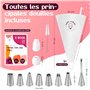 Happy Lemuro Poche à Douille Premium en Coton avec 8 Douilles en Inox. Sac à Poche de 40 cm, Lavable au Lave-vaisselle et Réutil