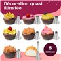 Happy Lemuro Poche à Douille Premium en Coton avec 8 Douilles en Inox. Sac à Poche de 40 cm, Lavable au Lave-vaisselle et Réutil