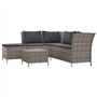 Salon de jardin 4 pcs avec coussins Gris Résine tressée