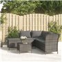 Salon de jardin 4 pcs avec coussins Gris Résine tressée