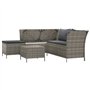 Salon de jardin 4 pcs avec coussins Gris Résine tressée