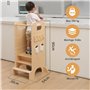 Olvy Kids 4-en-1 Tour d'apprentissage Montessori – Tabouret en Bois – Marchepied Enfant 4 Marches – Tour d’Observation Sécurisée